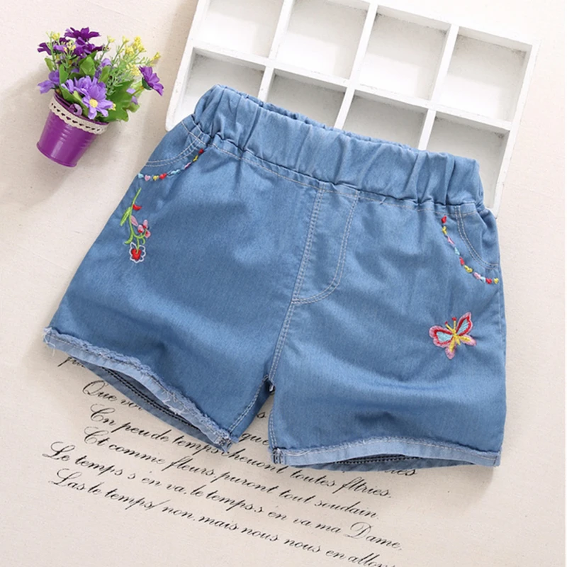 IENENS/модные джинсовые шорты для девочек; тонкие мягкие джинсы для девочек; детская повседневная одежда; От 3 до 7 лет