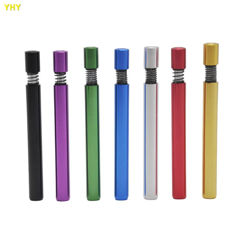 82mm Length Metal Smoking Pipe Filter Tips Aluminium One Hitter with Spring Aluminium Spring Bats Can Clean Itself 6 Colors  01