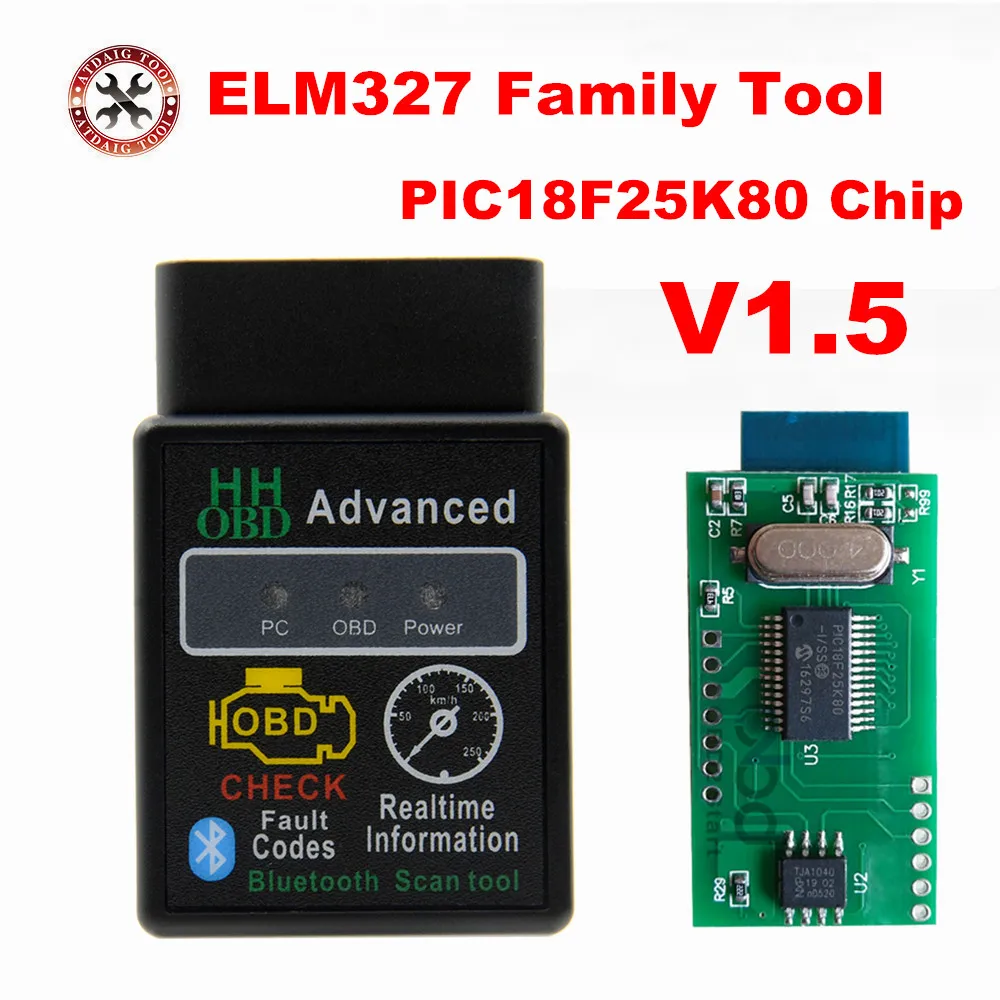 Сканер OBD2 V1.5 ELM327 Bluetooth PIC18F25K80 HH OBD elm 327 1 5 для считывания кодов Torque Android Диагностика