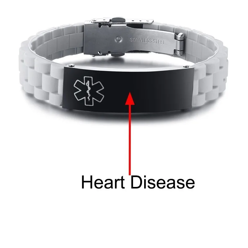 Vnox, мужской, свободный, с текстом, с именем, с названием, медицинский браслет для женщин, Повседневный, силиконовый, на запястье, идентификационные браслеты с индивидуальным напоминанием о льду - Окраска металла: Heart Disease