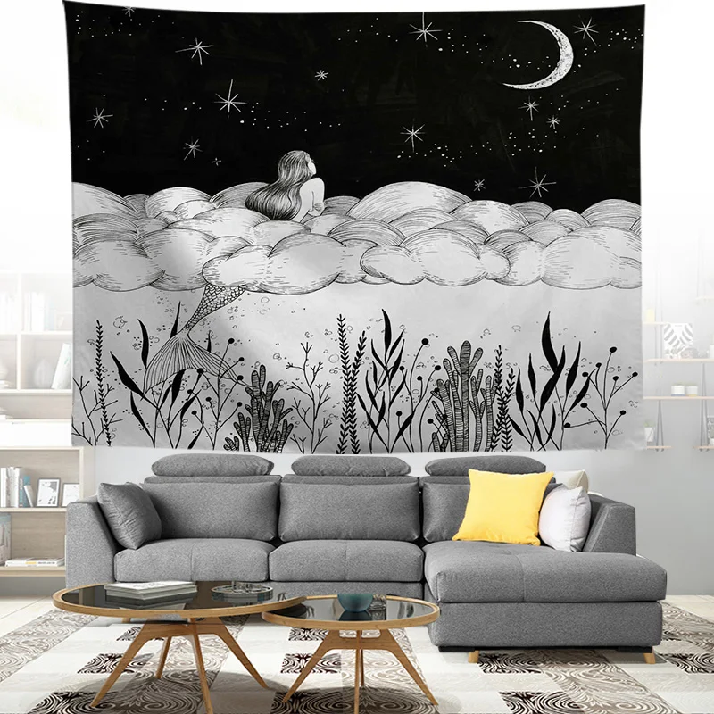 

ZEIMON Black And White Creative Pop Art Tapestry Polyester Living Room Farmhouse Home Decor Background Decoration Wall Hanging