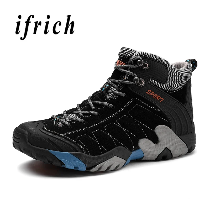

Man Hiking Shoes Autumn Winter Mens Hunting Boots Khaki Coffee Trail Male Sneakers High Top Rock Climbing Sneakers Men