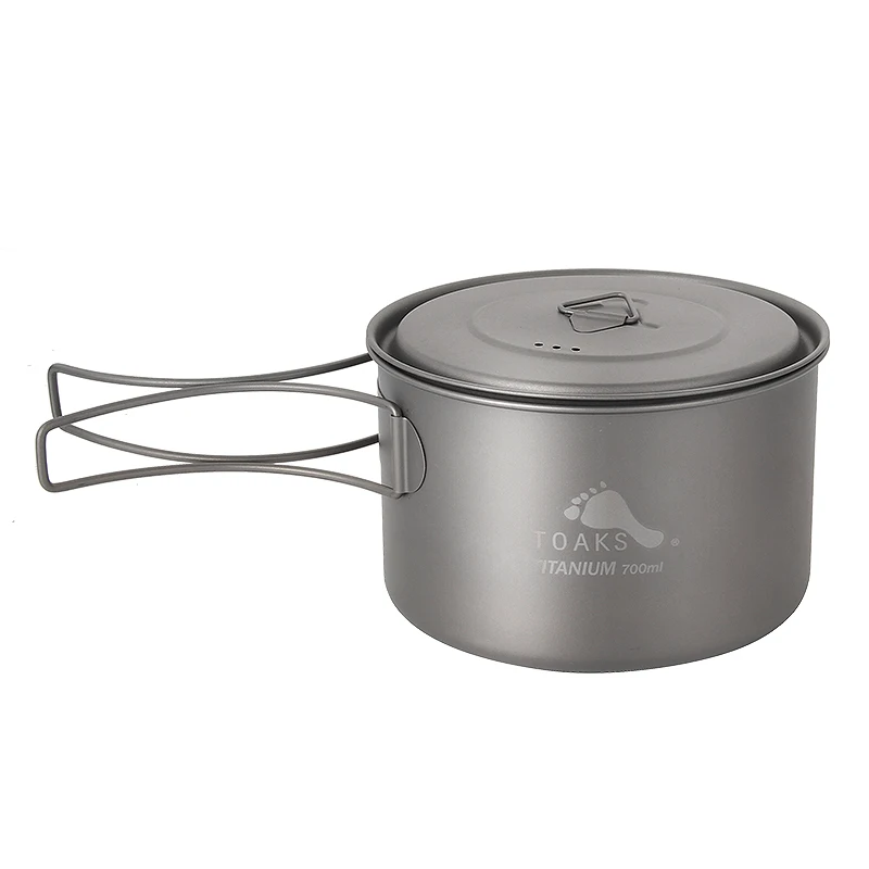 TOAKS Camping al aire libre de 700 ml copa de ultraligero de titanio olla con tapa y plegado de POT-700-D115-L