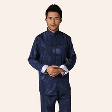 Nuevo Satén Rayón Traje de Kung Fu Chino Tradicional de Los Hombres Largo de La Vendimia manga Tai Chi Wushu Uniforme Ropa Ml XL XXL 3XL L070602