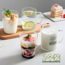 2 шт. прозрачное стекло молоко бытовой простой чай напиток сок кружка для завтрака пивные банки Экологически чистая стеклянная чайная чашка круглый