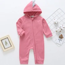 2019 New Spring Autumn Baby Dinosaur Type Jumpsuits Solid Color Hooded Playsuit Infant Girl Boy Romper Outfits Clothes 0-2y 2019 New Spring Autumn Baby Dinosaur Type Jumpsuits Solid Color Hooded Playsuit Infant Girl Boy Romper Outfits Clothes 0-2y