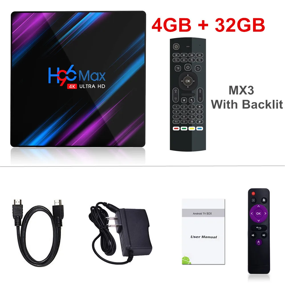 H96 MAX 3318 Smart tv Box Android 9,0 4 Гб ОЗУ 32 Гб 64 Гб ПЗУ RK3318 4K 2,4G/5G Wifi Bluetooth телеприставка 2G 16G медиаплеер - Цвет: 4G32G MX3 no voice