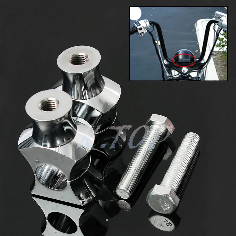 

Chrome 1" 25mm Motorcycle Handlebar Shorty Risers Clamp For Harley Cruisers Bobber Chopper ATV