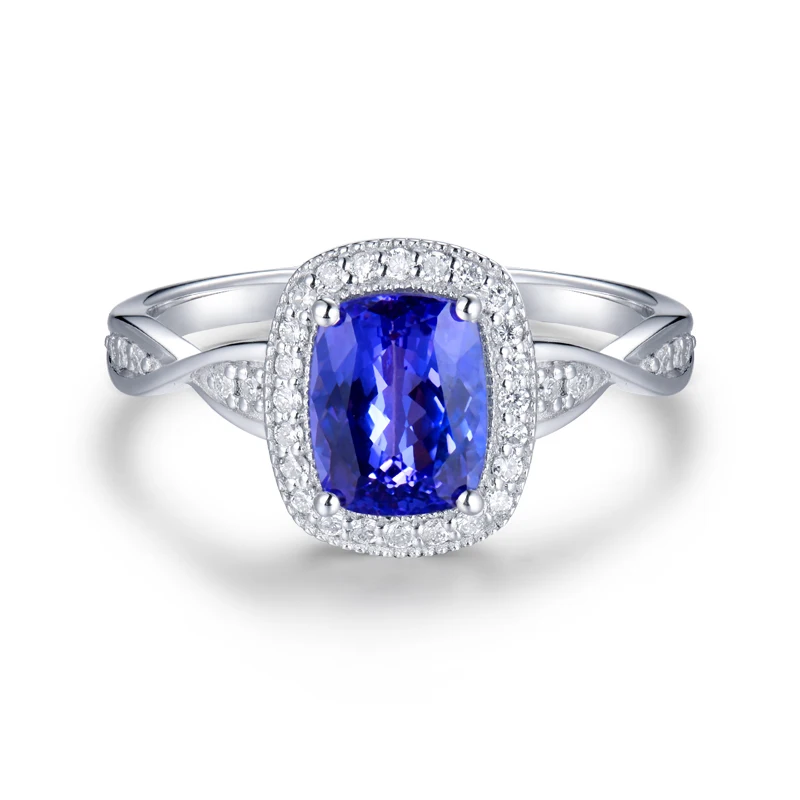 LANMI, 18 К, белое золото, натуральный Танзанит, обручальное кольцо, блестящие бриллианты, натуральный драгоценный камень, ювелирные изделия для женщин, свадьба