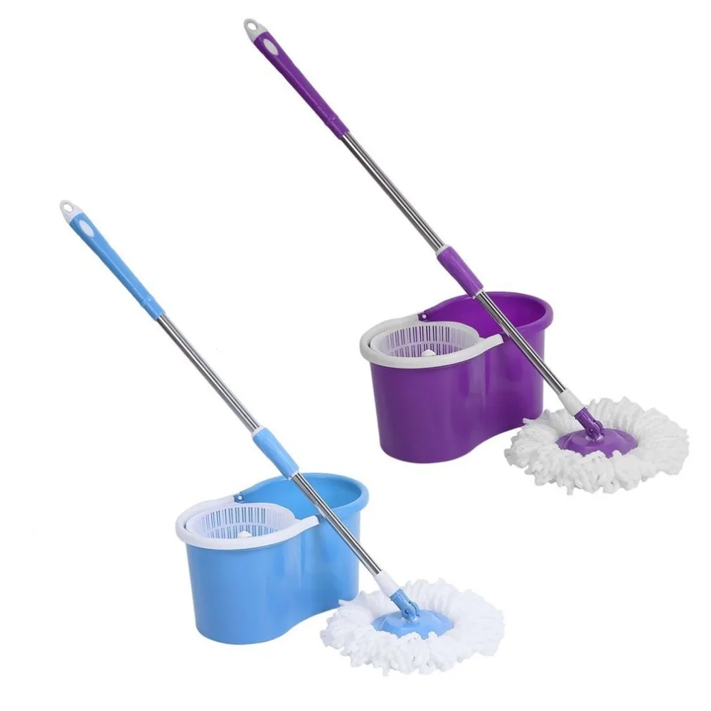 

Stainless Steel Rod Floor Moping Plastic Spin Dry Bucket With 2 Mop Heads 360 Degree Spin Pedal Rotation House Cleaning Mop