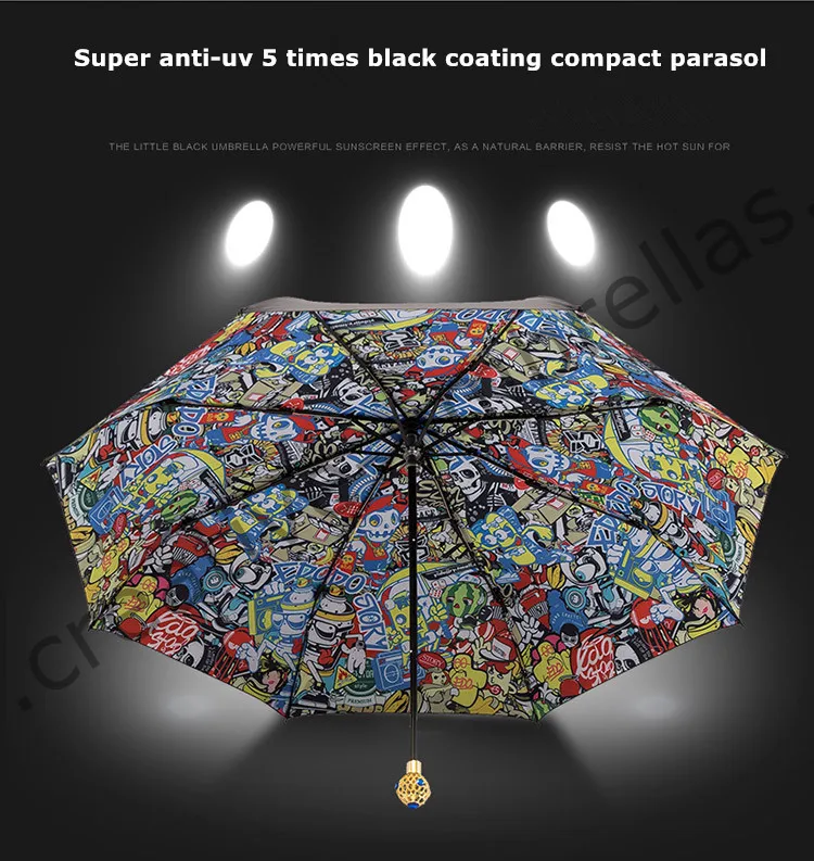 106cm 2 men fiberglass windproof 5 times black coating anti-UV Sapphire&ruby exquisite ball parasol pocket mini folding umbrella