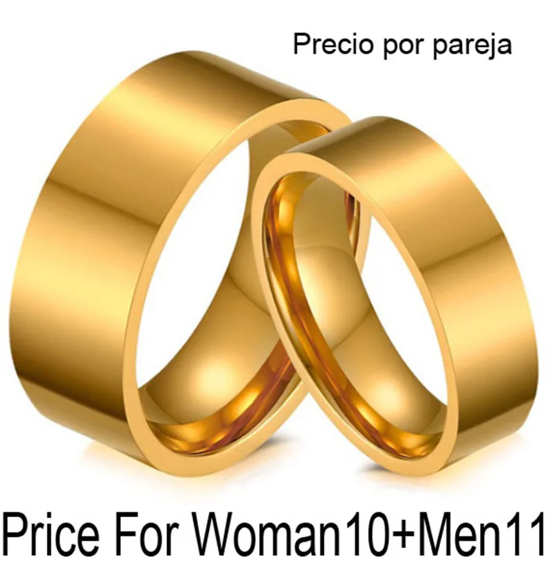 Кольца для пар, Золотое обручальное кольцо для мужчин и женщин, Alliance, для мужчин, для свадьбы, ювелирные изделия - Цвет основного камня: Woman10Men11