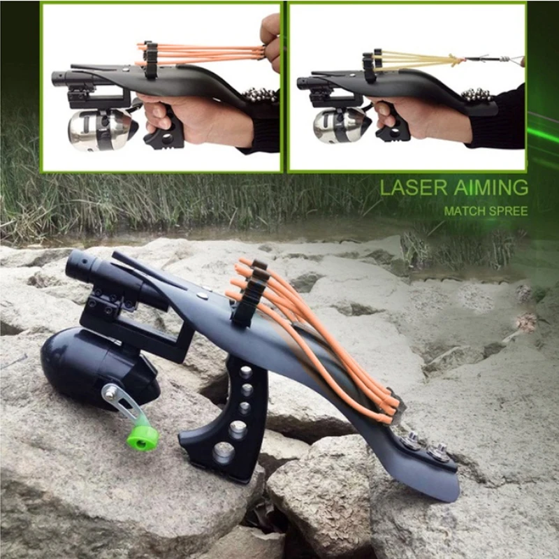 

Durable Fish Shooter Catapult Bow Portable Practical Black ABS Fishing Sling