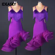 Туфли для латинских танцев для женщин, Бьянко платья конкуренции бахромчатые, Бальные, танго, сальсы, танго, Самба карнавальный костюм Румба Танцы платья