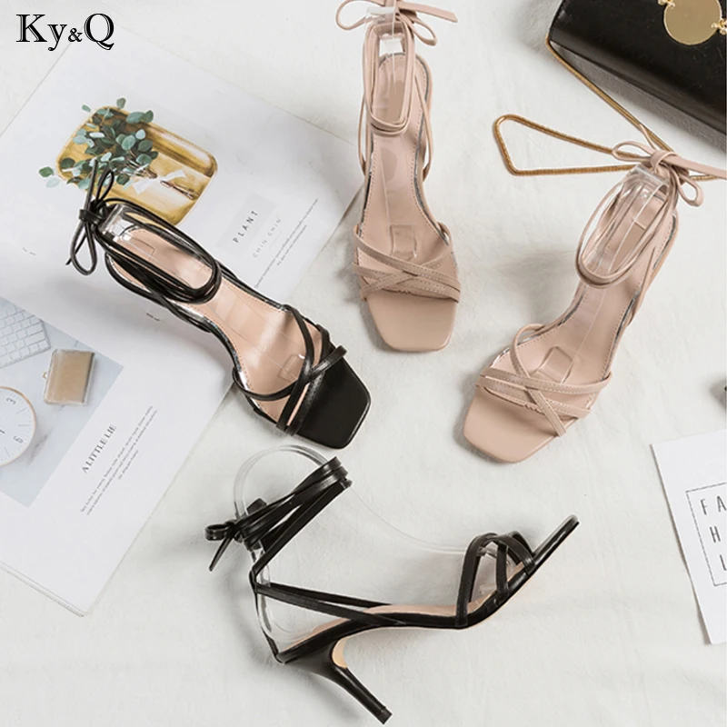 

2019 Summer New Ladies Fashion Roman Style Comfortable Shallow Mouth Straps Open Toe Stiletto Casual Wild High Heel Sandals5-8cm