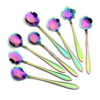 

AsyPets 8PCS Flower Shape Stainless Steel Coffee Spoon Tea Spoon Ice Cream Spoons-25