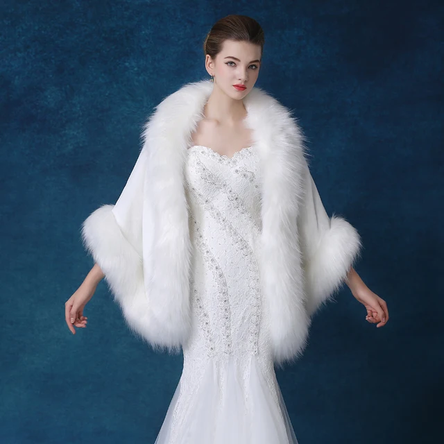 2017 Top Quality Winter Plus Size Faux Fur Bridal Cape White Wedding 2017 Top Quality Winter Plus Size Faux Fur Bridal Cape White Wedding Bolero Wrap Evening