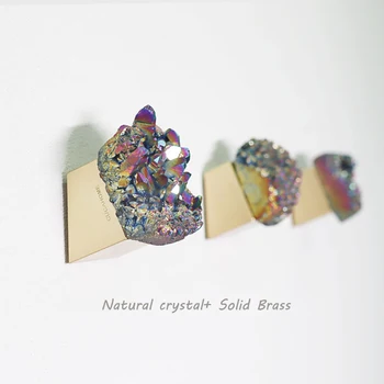 

Natural crystal+ Brass Brushed Gold Robe Hooks Key Hook European Coat Hook Towel Hook Kitchen Wall hanging Bathroom Accessories