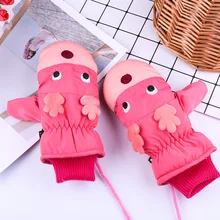 Зимние детские лыжные удобные теплые бархатные перчатки Нескользящие водонепроницаемые модные перчатки с рисунком лося