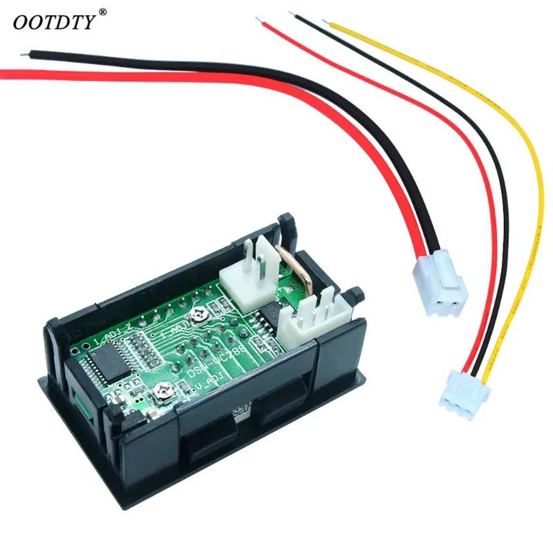 OOTDTY мини цифровой вольтметр амперметр вольт ампер панель измеритель напряжения постоянного тока 100 в 10 а тестер 0,2" красный двойной светодиодный дисплей