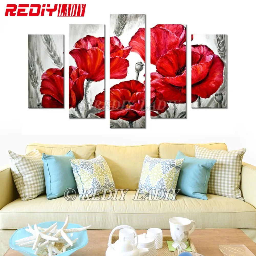 Алмазная живопись Триптих Красные маки DIY Вышивка Мульти картинки Стразы