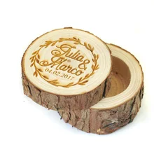 Индивидуальные, деревянные обручальные кольца с именем и датой, свадебные кольца, пользовательские деревенские Свадебные кольца коробка