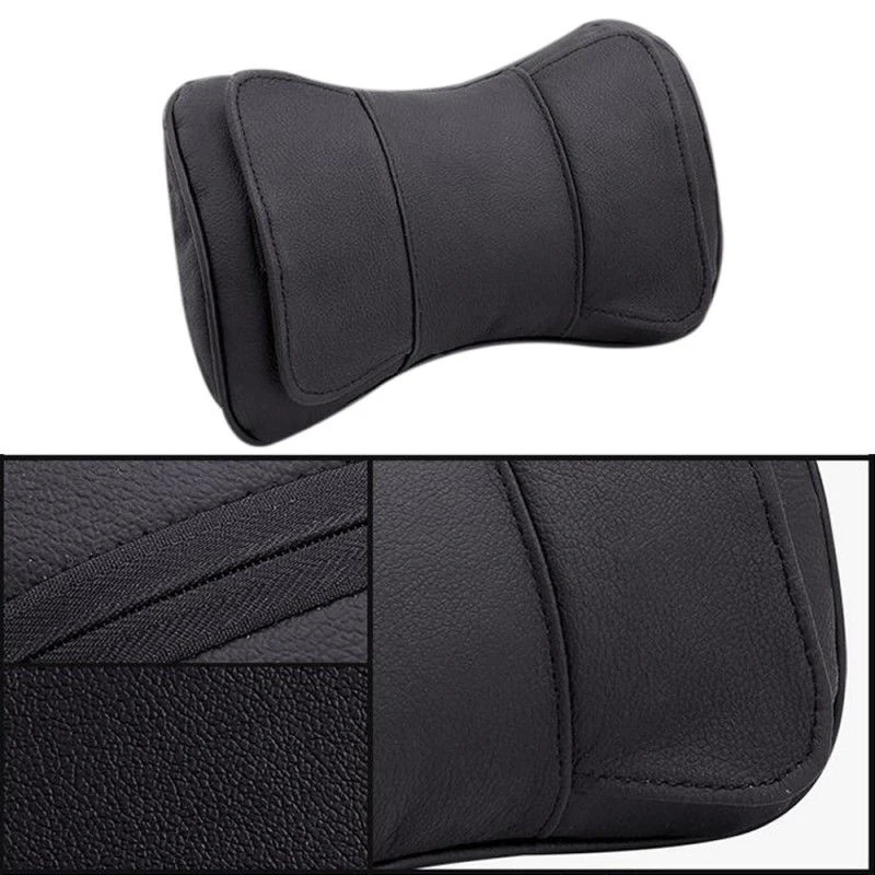 2X Black Leather Car Truck Vehicle Neck Rest Headrest Pillow Cushion Universal