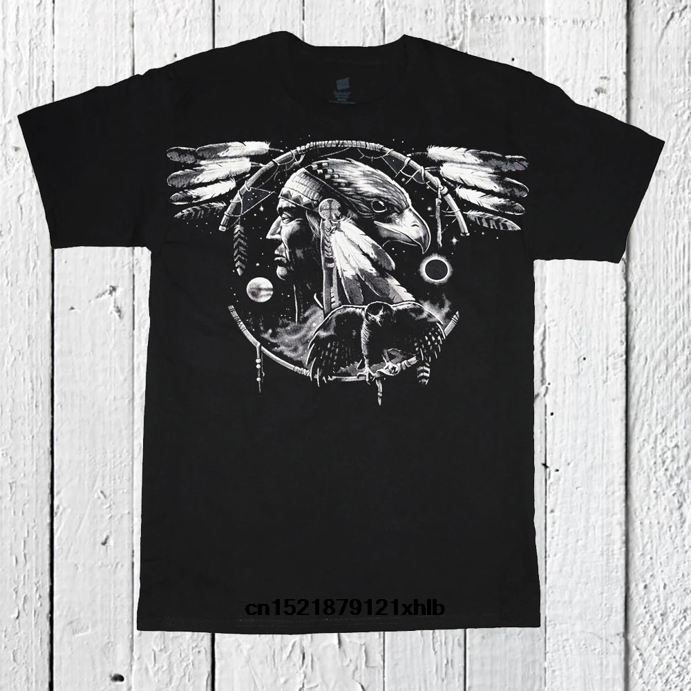 

Men t shirt Native American Indian Eagle Dream Catcher Design Summer Crew Neck Black Tops t-shirt tshirt women