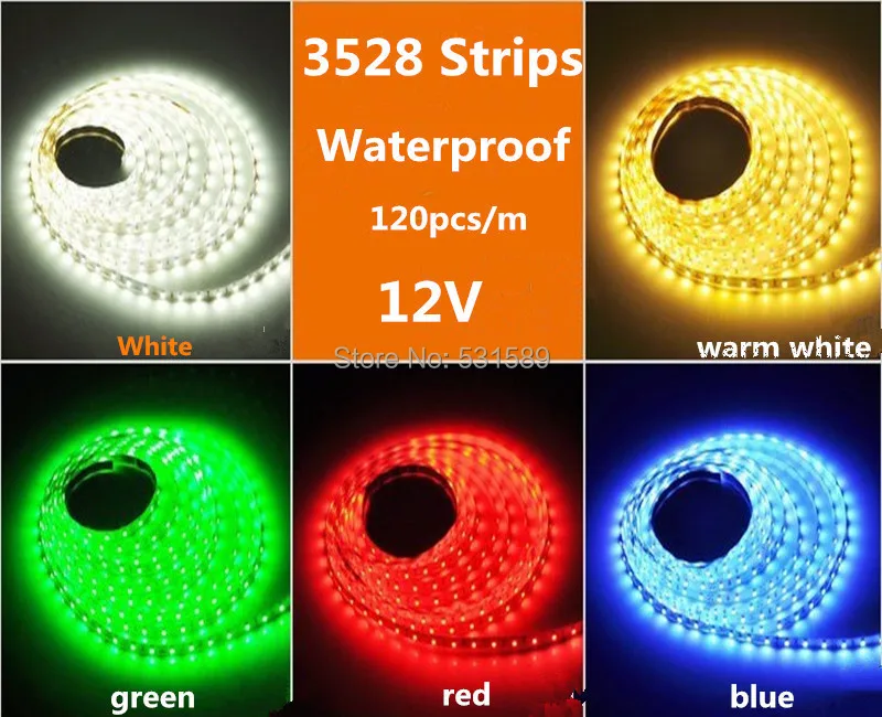 

Free shipping 100M/LOT 600pcs 3528 SMD LED 5M Waterproof flexible LED Strip Light Cool white