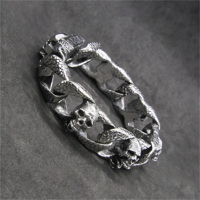 Новые Призрак Череп Браслет 316L Нержавеющая сталь Модные украшения Hiphot Стиль вечерние череп браслет