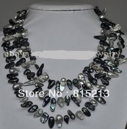 

ddh00793 58" 10-20mm grey black blister pearl necklace free shipping