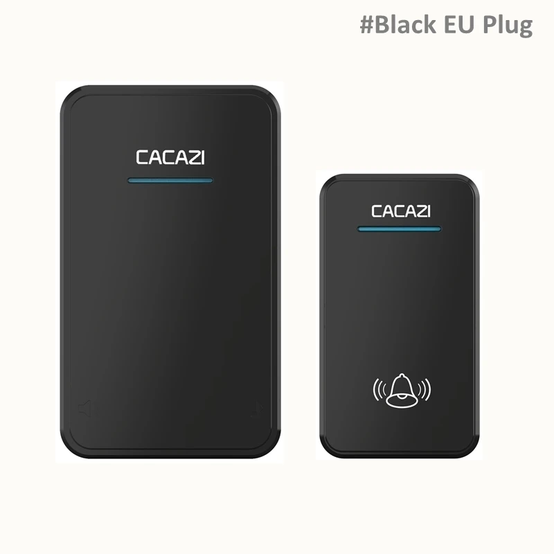 CACAZI белый/черный дальний беспроводной дверной звонок постоянного тока с батарейным питанием 300 м дистанционный дверной звонок 48 колец 6 объемный дверной Звонок - Цвет: black with EU plug