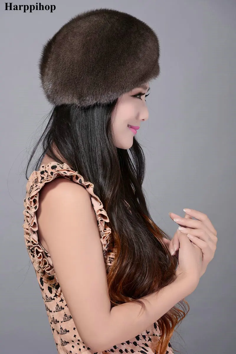 Норковая меховая дамская шляпа норковая шапка для волос зимняя белая шапка