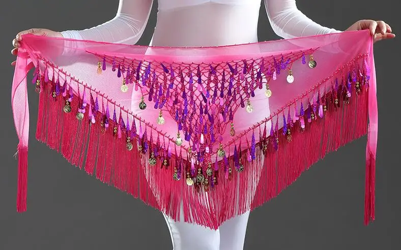 

Tie-Dyed Egypt Tribal Hip Scarf Belly Dance Waist Band Sequin Wrap Shawl Arabic Prince Accessory Pink Blue Purple Free Shipping