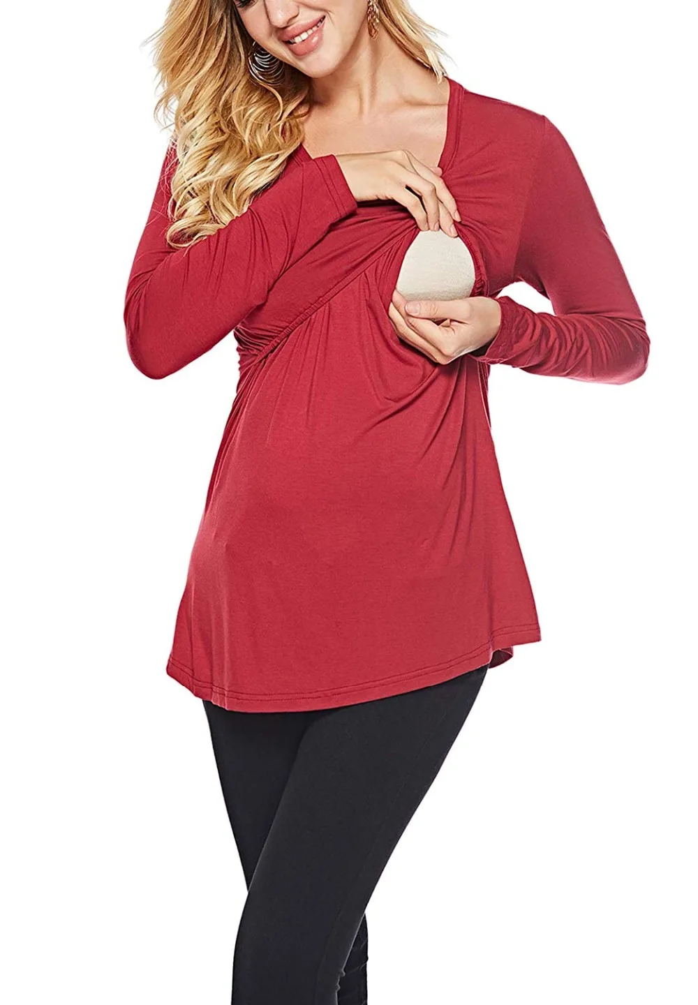 Модальные топы для кормящих грудью; Одежда для беременных женщин; рубашки для кормящих мам; топ с длинными рукавами; Gravidas; одежда для мам