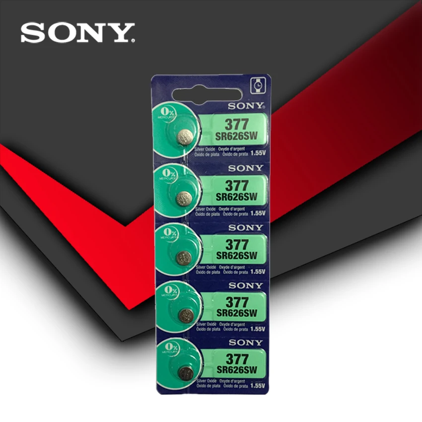 15 шт. sony 377 SR626SW SR626 AG4 1,55 в оксид серебра часы батарея SR626SW 377 Кнопка монета ячейка Сделано в Японии