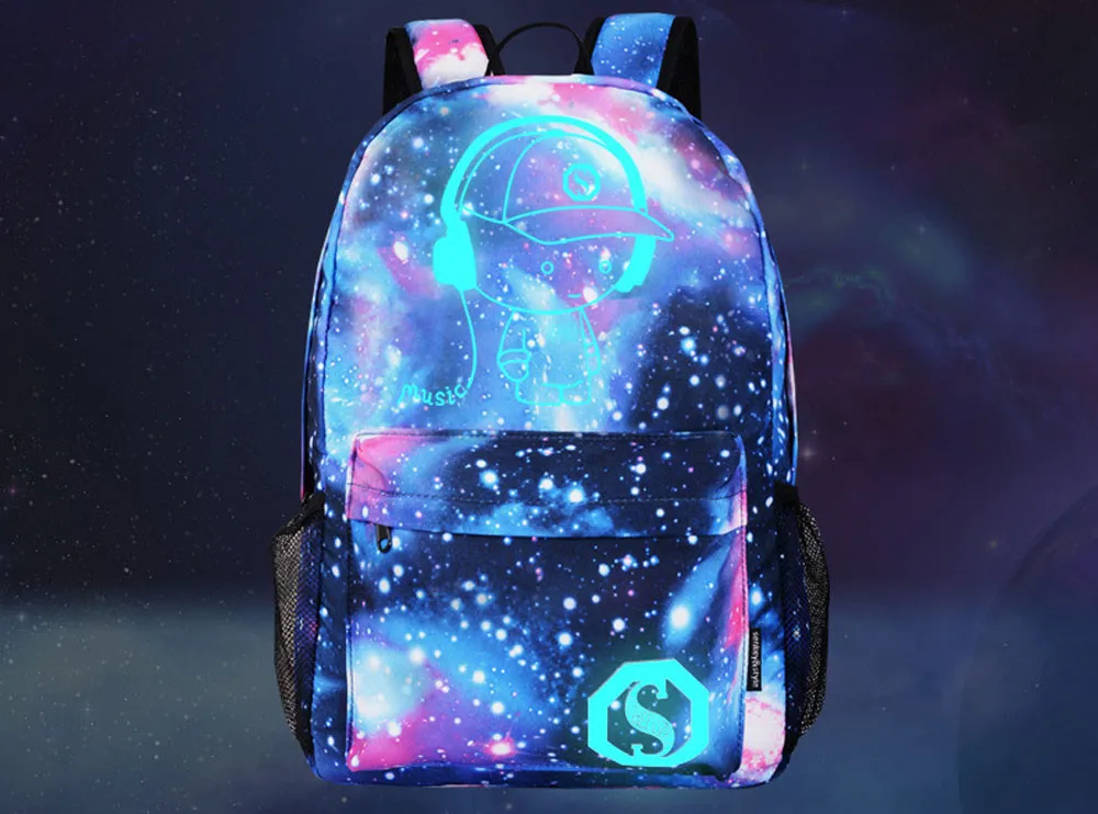 Рюкзак холщовый рюкзак для женщин и мужчин Galaxy USB зарядное устройство Противоугонный замок звездное небо универсальные сумки для подростков#5