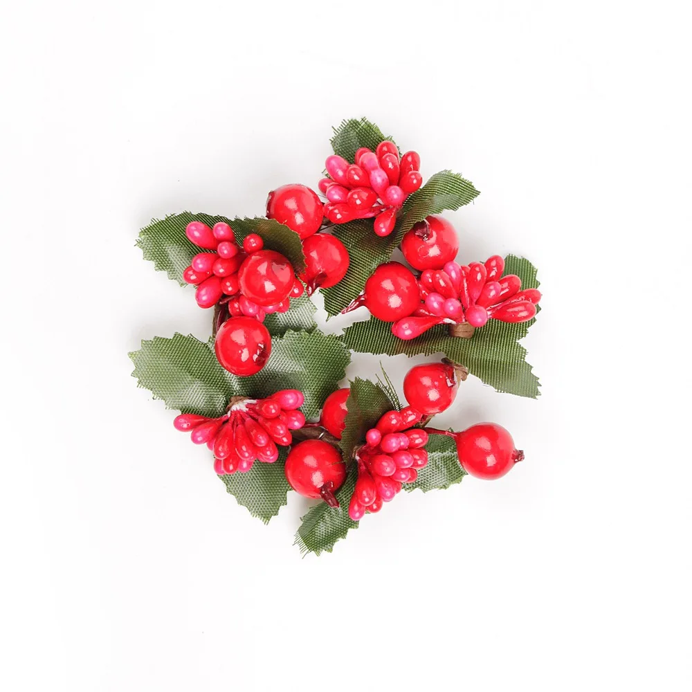1 шт., искусственный цветок, красная ягода, венок, Рождественское украшение, жемчужная ягода, свадебное украшение для дома, сделай сам, Рождественская Подарочная коробка, ремесло
