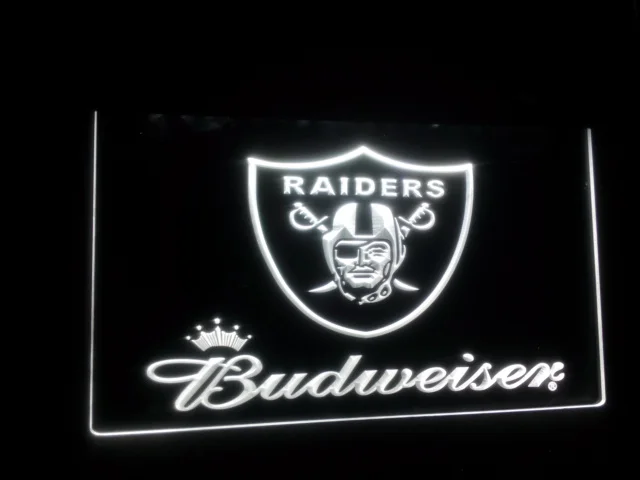 B 77 Budweiser Raiders Bear Bar Pub Club 3D signes LED néon
