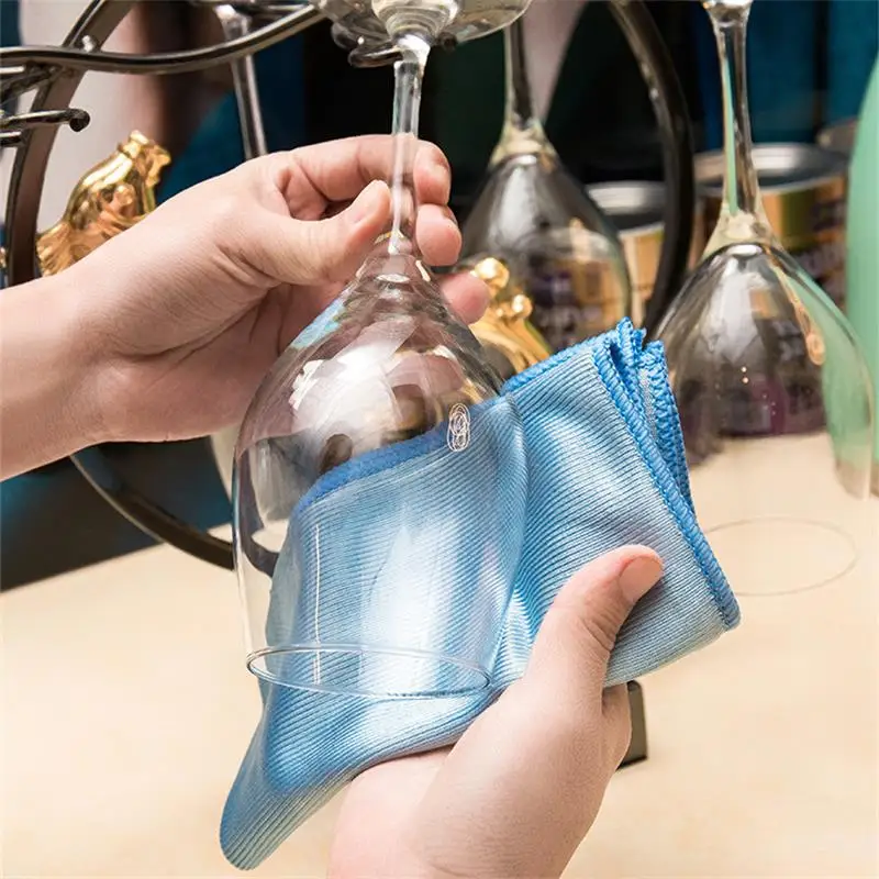 

1 Pcs Microfiber Glass Cleaning Towel No Trace Lint 30*30cm Car Window Wine Glass Dedicated Washcloth Random Colors