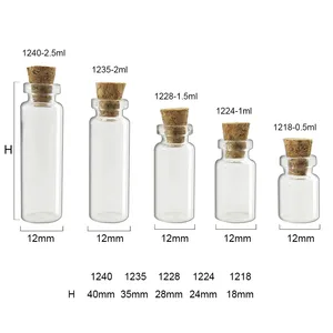 100 X Small Glass Jars Cute Mini Wishing Cork Stopper Glass Bottles Vials Containers For Wedding 0.5ml 1ml 1.5ml 2ml Till 5ml
