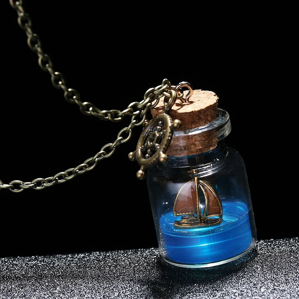 

1 Pcs Sea Ocean Glass Wish Bottle Pendant Necklace Mermaid Tears Shell Star Necklace Fashion Vintage Jewelry
