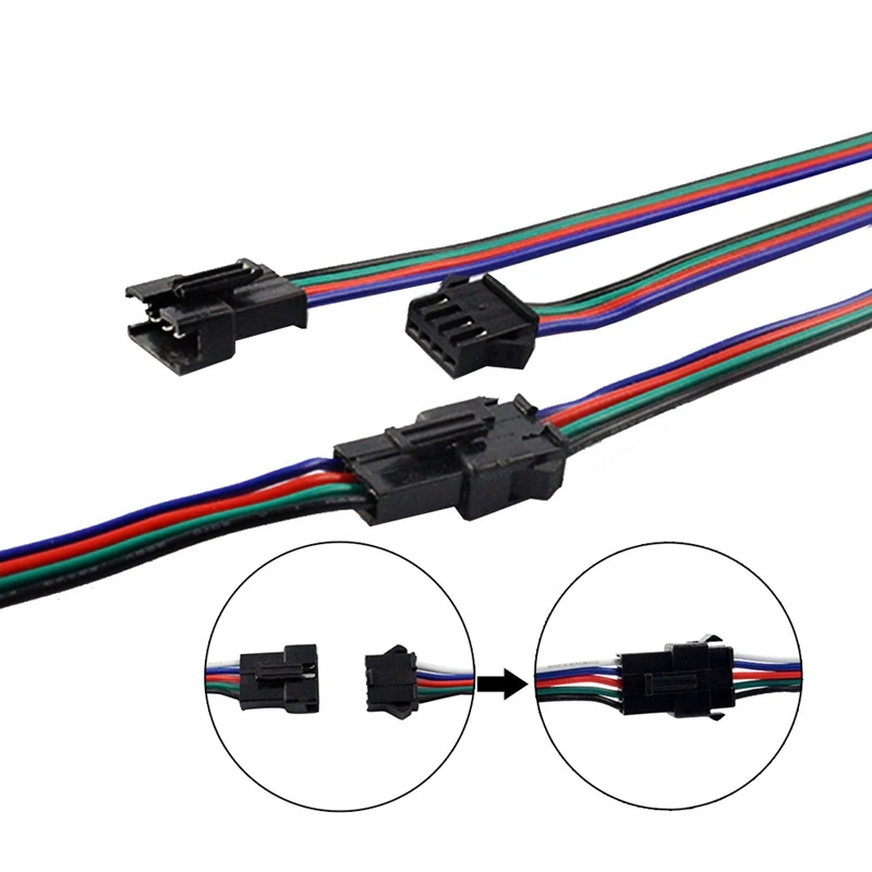 10 100 пар 2pin/3pin/4pin/5pin SM разъем JST Мужской и Женский Соединительный кабель для 5050 3528