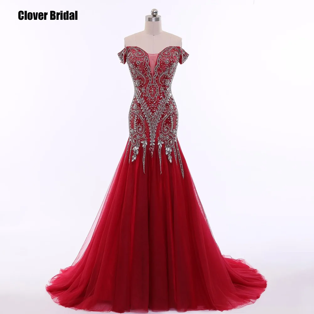 CloverBridal высококачественное акриловое платье с открытыми плечами кристаллами для