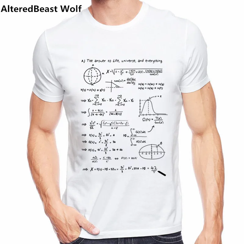 Для мужчин новая мода математику ответ жизни Футболка с принтом летом прохладно Дизайн Топы корректирующие мягкий короткий рукав Футболка