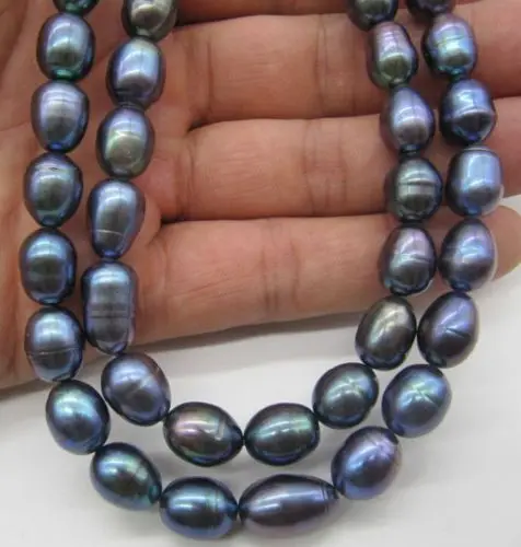 

19" LONG 10-13MM TAHITIAN BLACK PEARL NECKLACE 35 "14k Gold Clasp (0926)