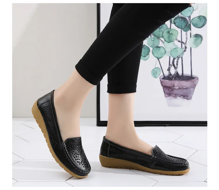  AH 5888-Fashion Fretwork Women Flats Cut Outs Genuine Leather Woman Lafers Summer11