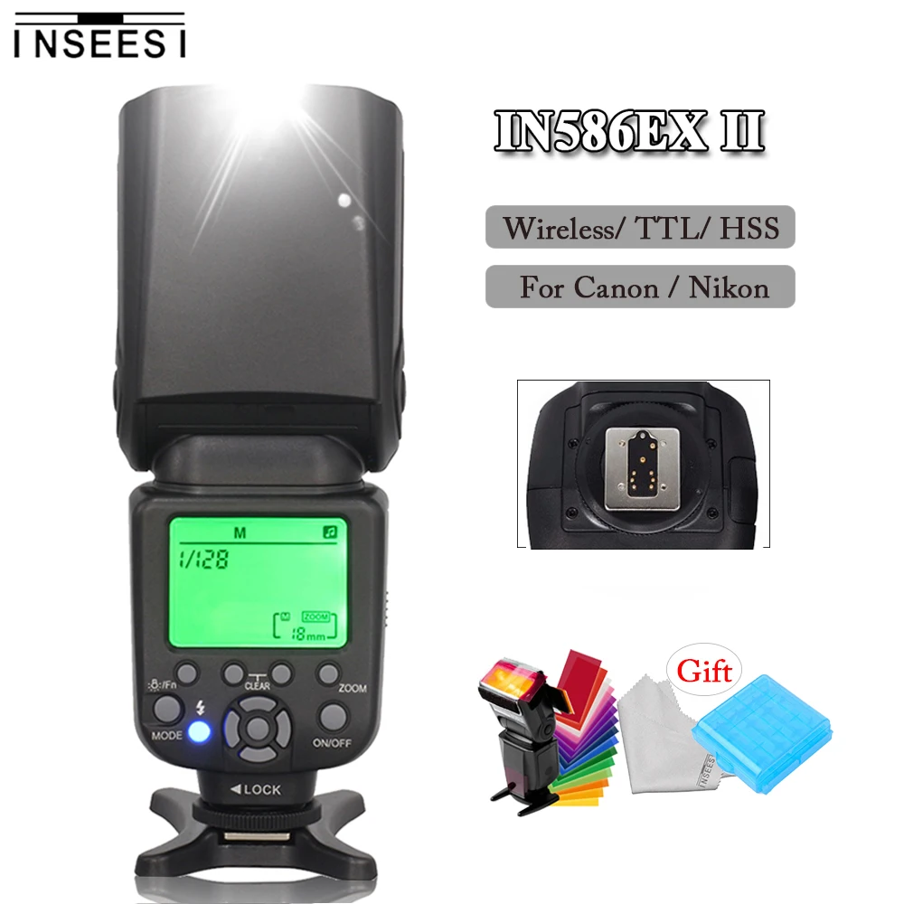 

INSEEESI IN-586EX II Wireless TTL HSS 1/8000s Camera Flash Speedlite Light for Canon and Nikon DSLR Cameras Vs TR-586EX YN-565EX