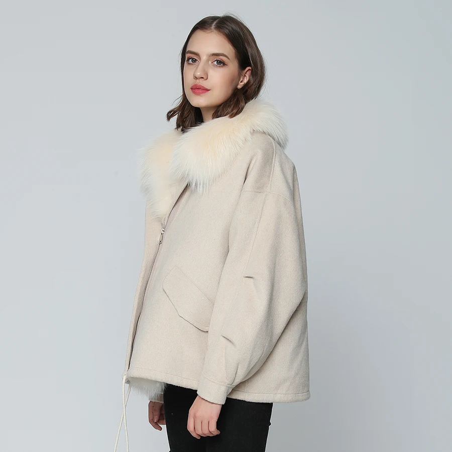 OFTBUY пальто с натуральным мехом, зимняя куртка, Женская парка, шерстяное пальто, верхняя одежда, натуральный мех енота, Толстая теплая уличная одежда, новинка