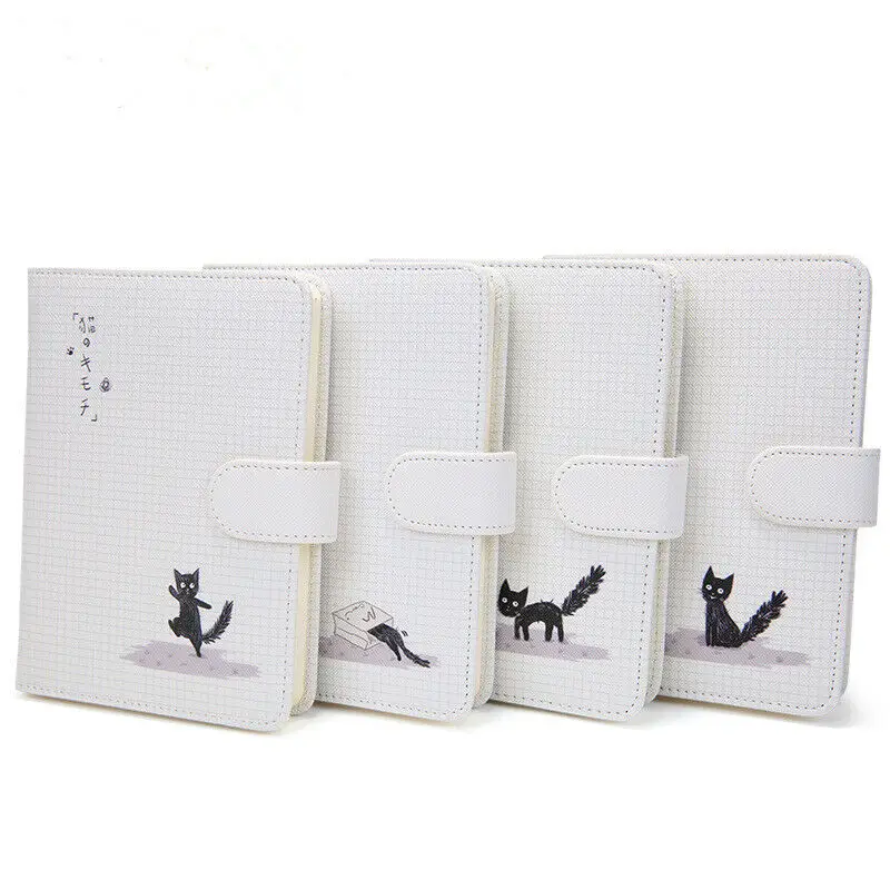 

Cat Mood Creative Notebook Leather Magnetic Buckle Hand Account Grid Diary